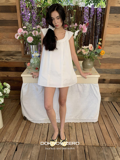 DKZ OFFICIAL White Doll Collar A Line Two Piece Women&