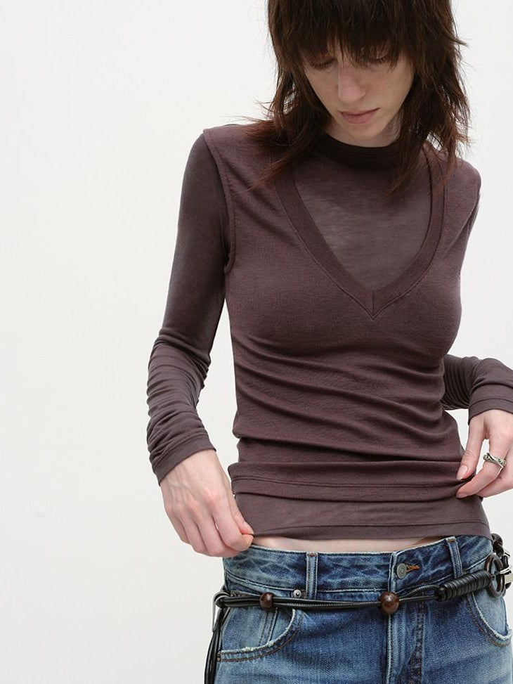RUN TO THE FUTURE Stretch Wool Slim Crew Neck Casual Womens Moisture Wicking Long Sleeve T-Shirts