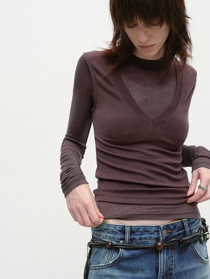 RUN TO THE FUTURE Stretch Wool Slim Crew Neck Casual Womens Moisture Wicking Long Sleeve T-Shirts