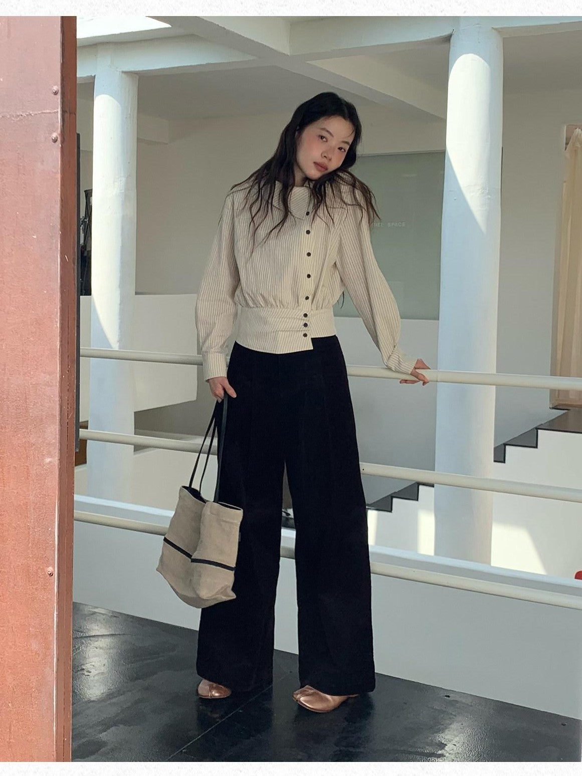 Dorydory Striped Asymmetric Cropped Slim Waist Women&