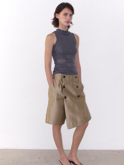 Mito de dar Champagne Gold Button Front A Line Silky Women&