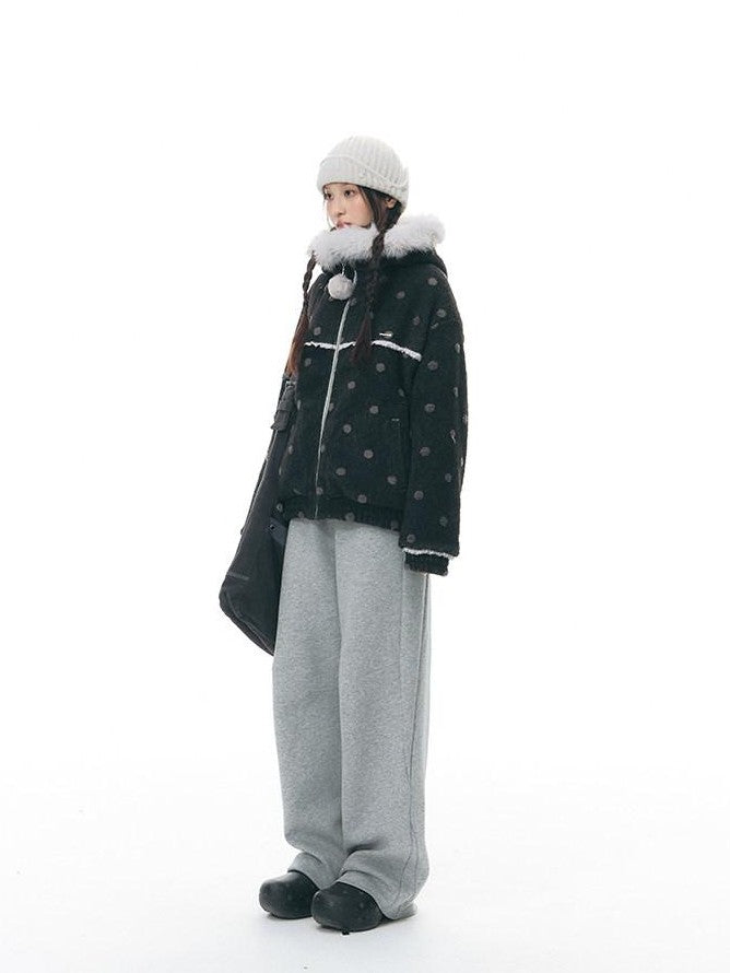 NAPSNAPS Black Polka Dot Reversible Patchwork Hooded Women&