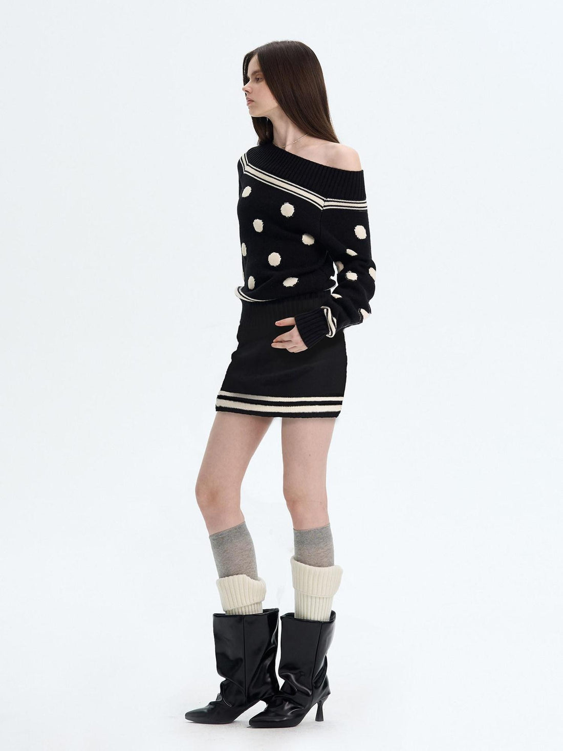 The NeverMore Soft Wool Blend Colorblock Vintage Slim Fit Long Sleeve Women Knit Sweaters