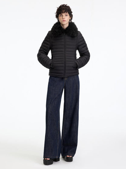 RUN TO THE FUTURE 90% White Duck Down Thick Slim Casual Turn Collar Ladies Down Jackets