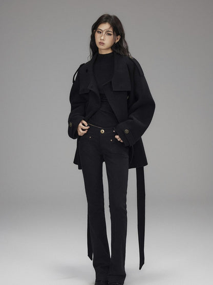 Low pixel Washed Black Low Rise Microstretch Street Tight Women Cotton Zip Straight Pants