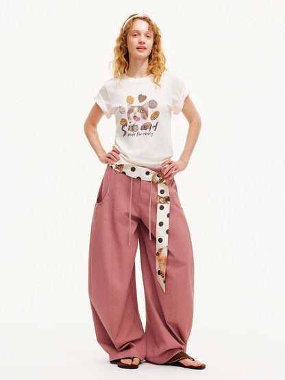 OuttheBlue Heart Lettering Cropped Loose Print Women&