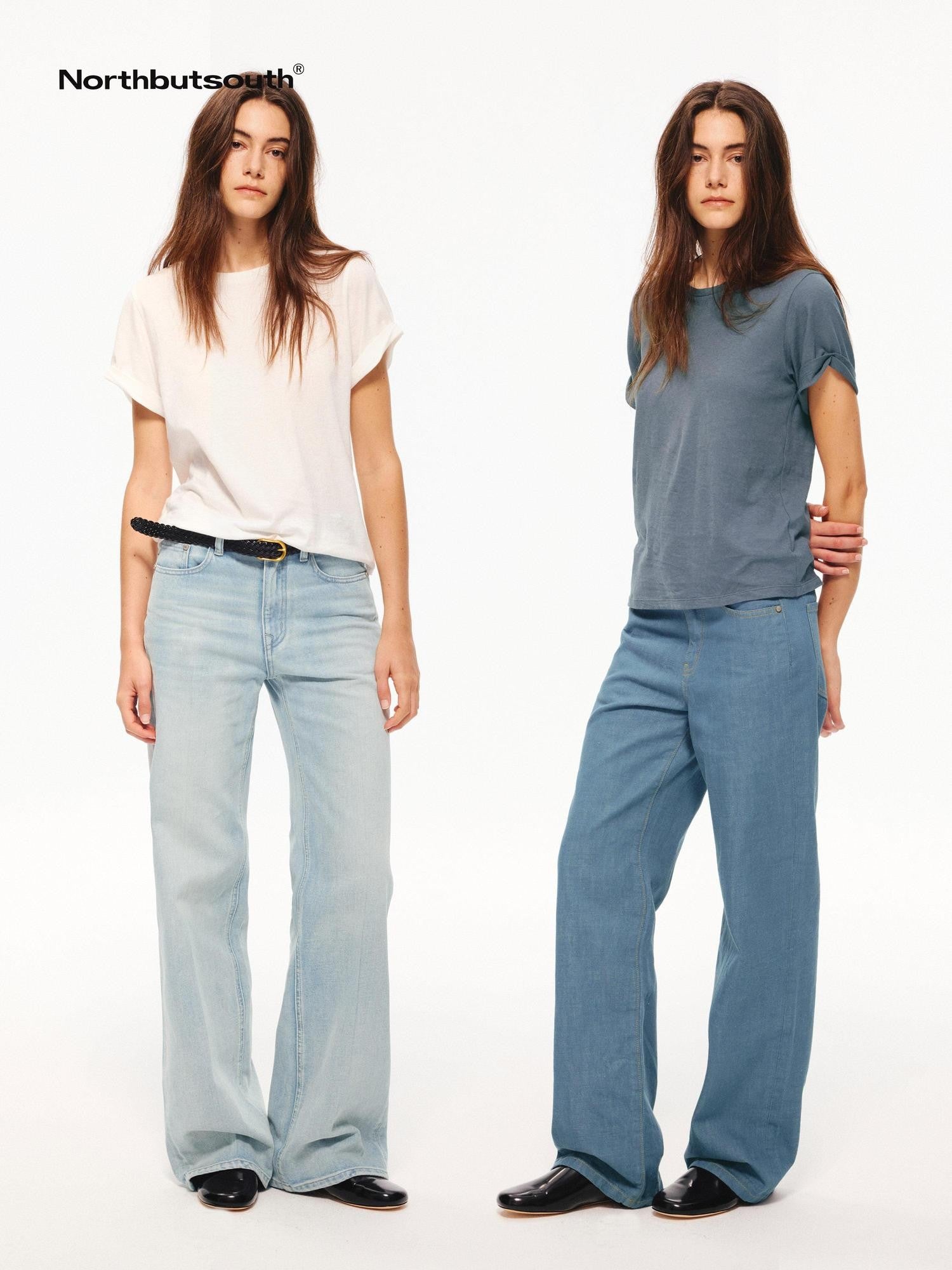 Northbutsouth Textured Crewneck Folded Cuff Loose Women&