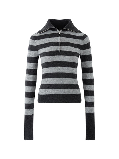 RUN TO THE FUTURE Vintage Slim Fit Wool Striped Pullover Office Commuter Women Sweaters