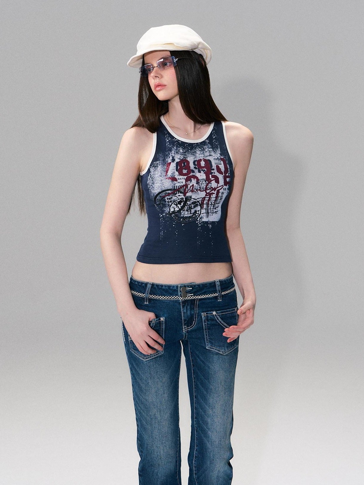The NeverMore Cotton Blend Letter Print American Slim Fit Cropped Women Long Sleeve T-Shirts
