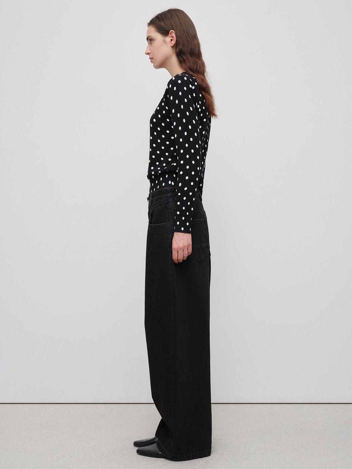 RUN TO THE FUTURE Distressed Washed Black Relaxed Fit Button Fly Mid Low Rise Women Wide-Leg Jeans