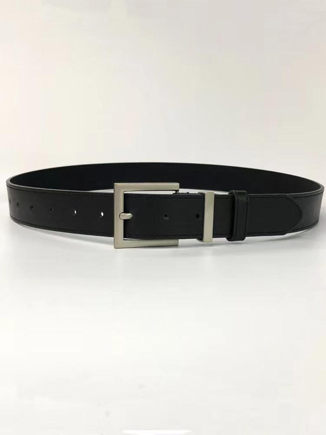 7Shiftin Soft Pu Plain Versatile Unisex Youth Black Minimalist Fashion Belts