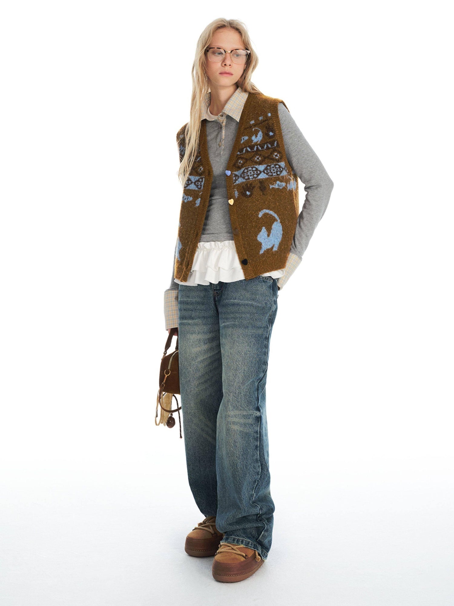 OuttheBlue Recycled Green Fiber Animal Print Commuter Style Women Cardigan Tank Tops