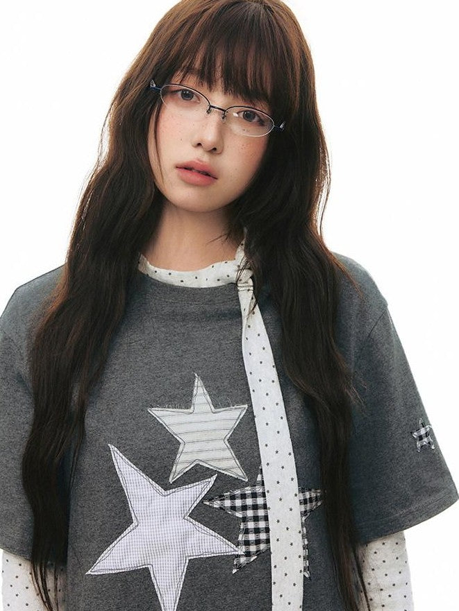 NAPSNAPS Star Applique Embroidered Women&