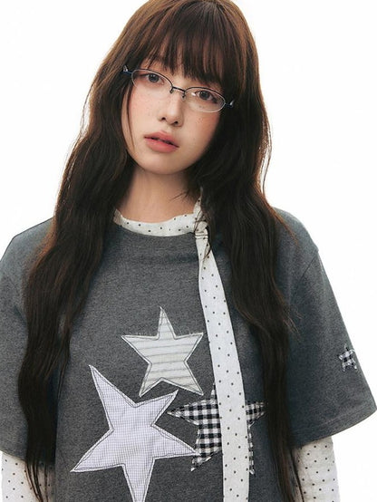 NAPSNAPS Star Applique Embroidered Women&