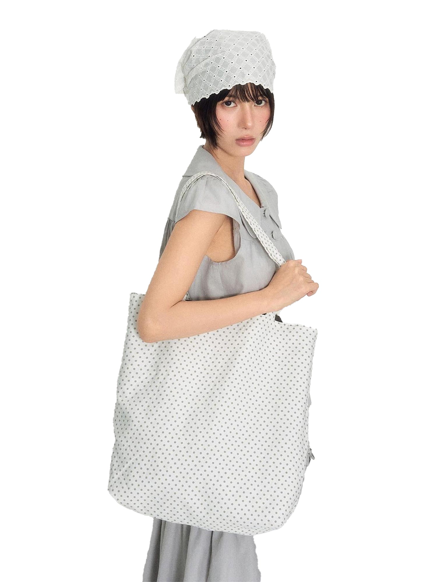 NAPSNAPS Reversible Vintage Boxy Polka Dot Embroidered Women&