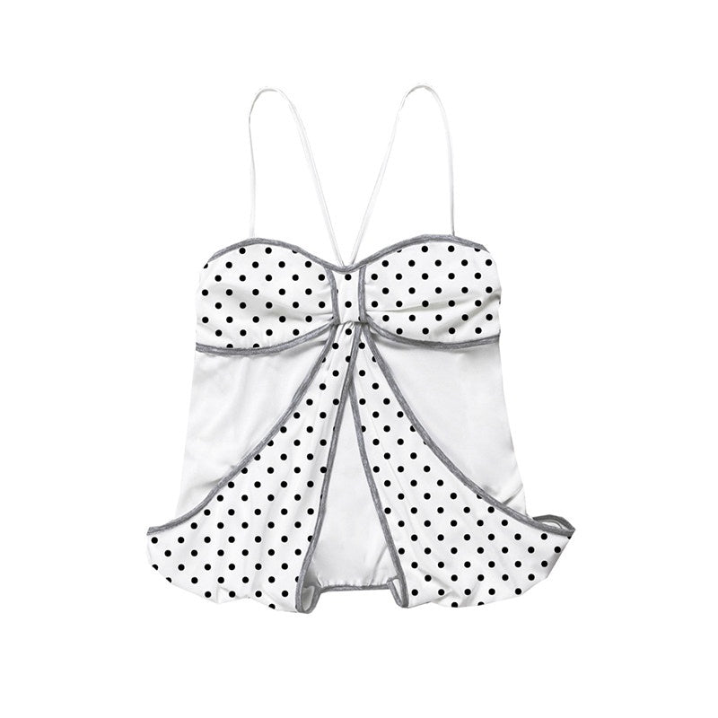 nit alcove Breathable 100 Percent Cotton Polka Dot Tie Slim Unisex Office Camisoles