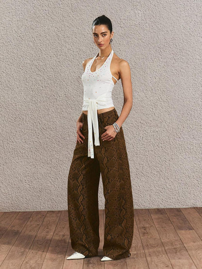The NeverMore Durable Distressed Relaxed Fit Natural Waist Women Light Brown Wide Leg Jeans