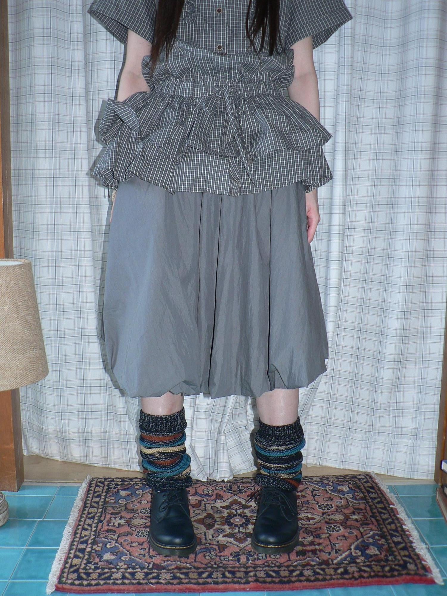 ang project Gray Pleated Elastic Waist Women&