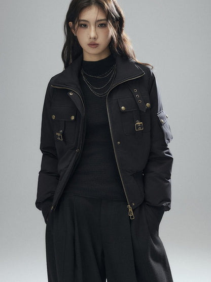 Low pixel 90 Percent White Duck Down Warm Casual Cinched Waist Women Everyday Down Jackets
