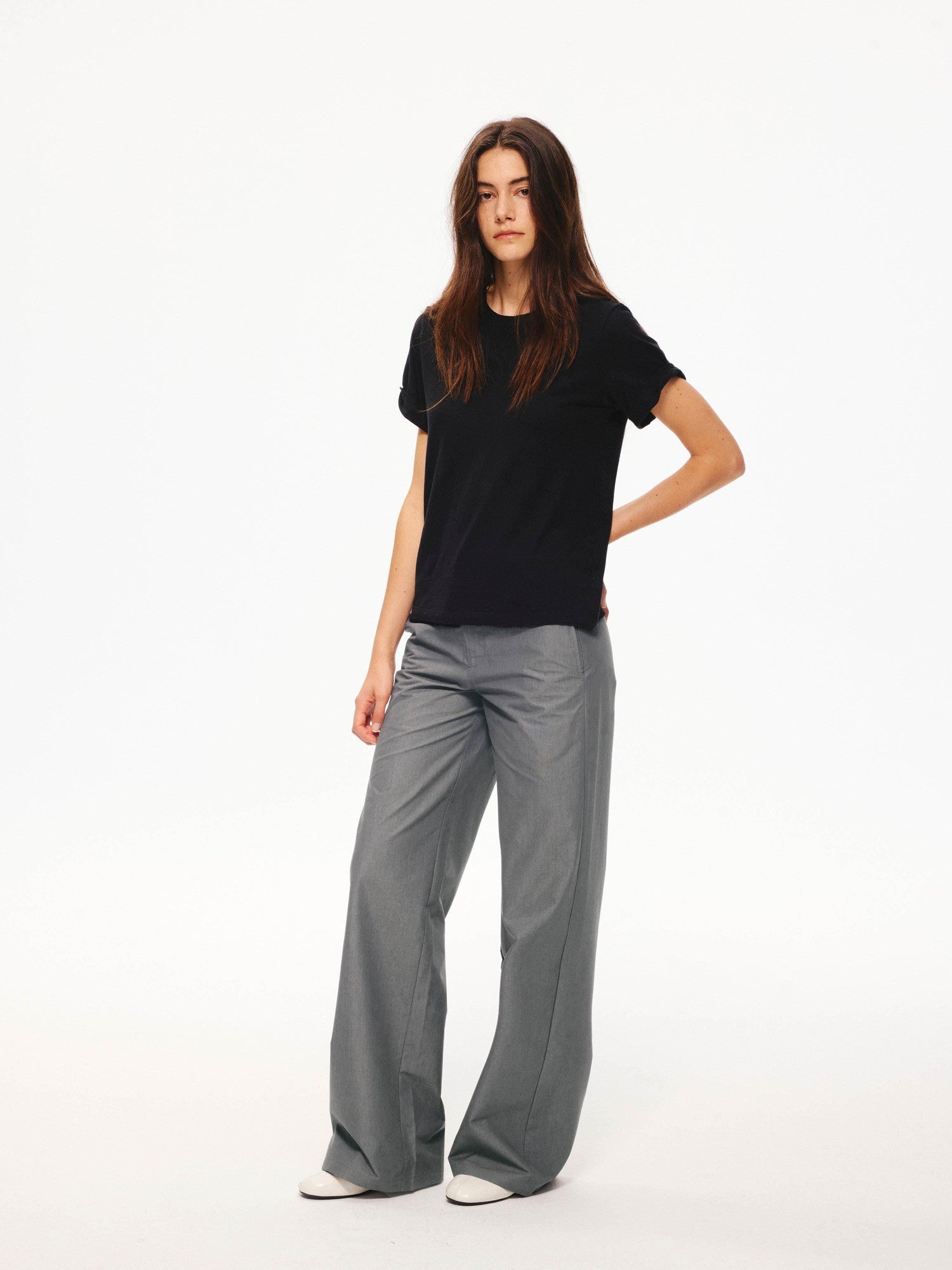 Northbutsouth Textured Crewneck Folded Cuff Loose Women&