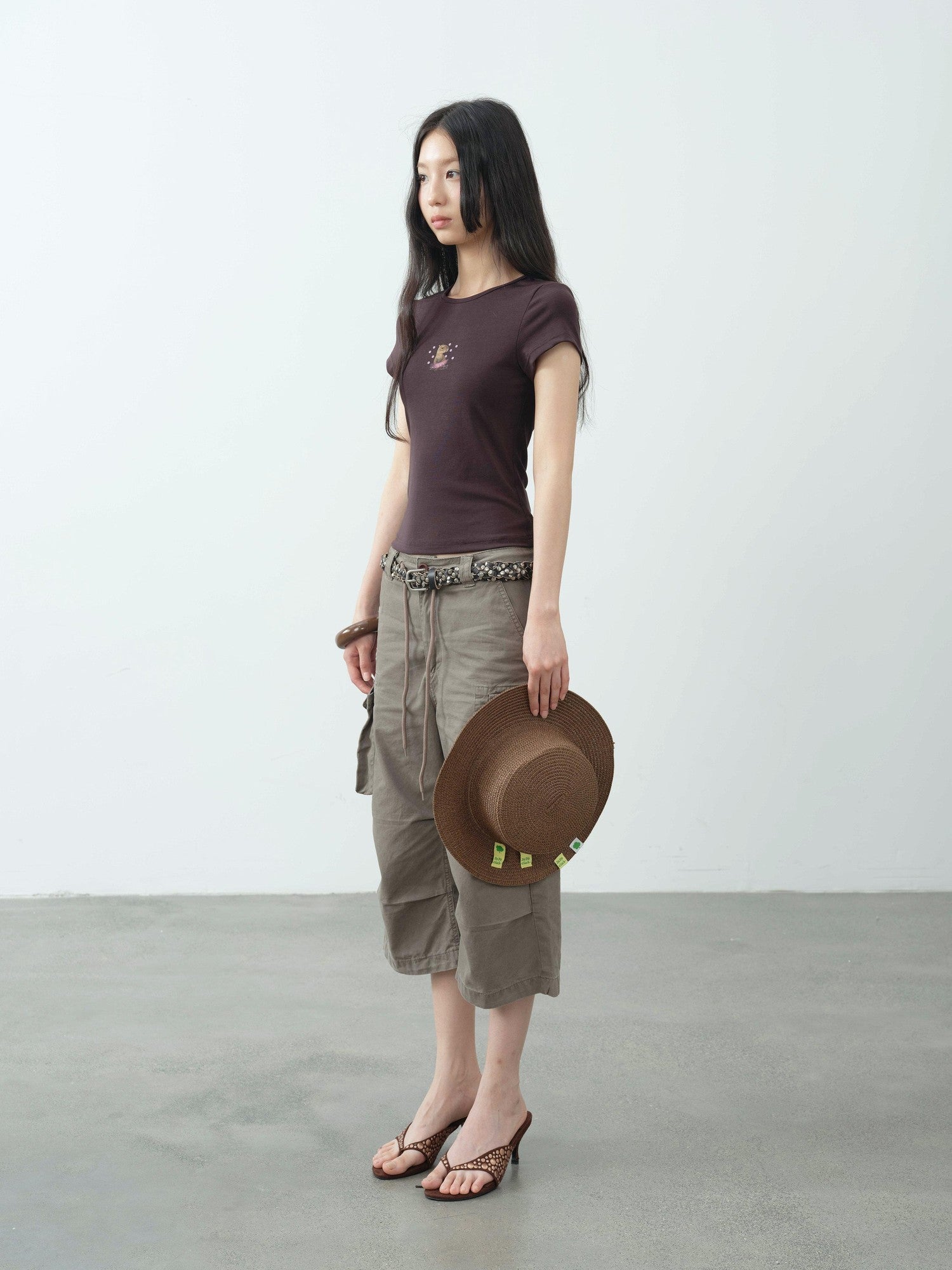 DKZ OFFICIAL Coffee Retro Print Slim Fit Women&