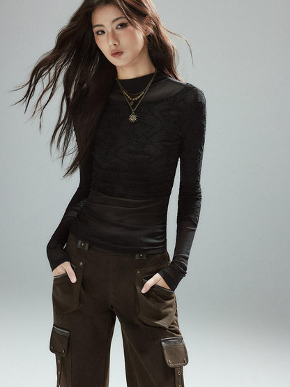 Low pixel Slim Low Rise Cotton Flare Street Style Zipper Brown Women Cargo Pants