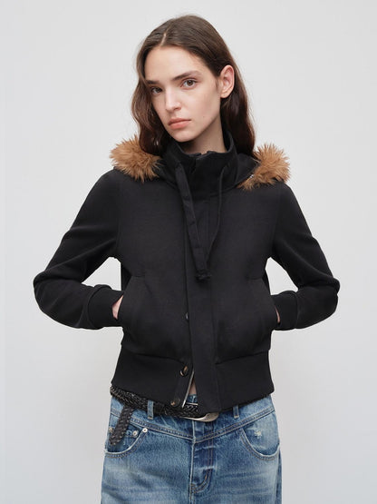 RUN TO THE FUTURE Slim Fit Hooded Button Front Cropped Commuter Women Casual Black White Hoodies