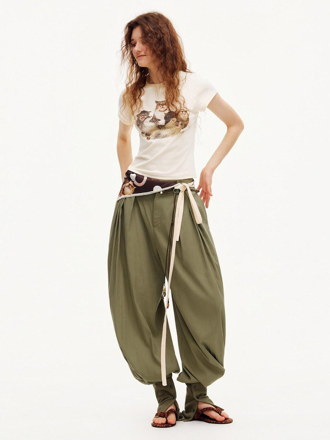 OuttheBlue Moss Green Solid Drapey Elastic Cuffed Women&