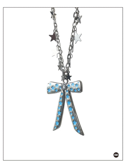 takeabreak Butterfly Bow Blue Star Resin Zircon Long Women&