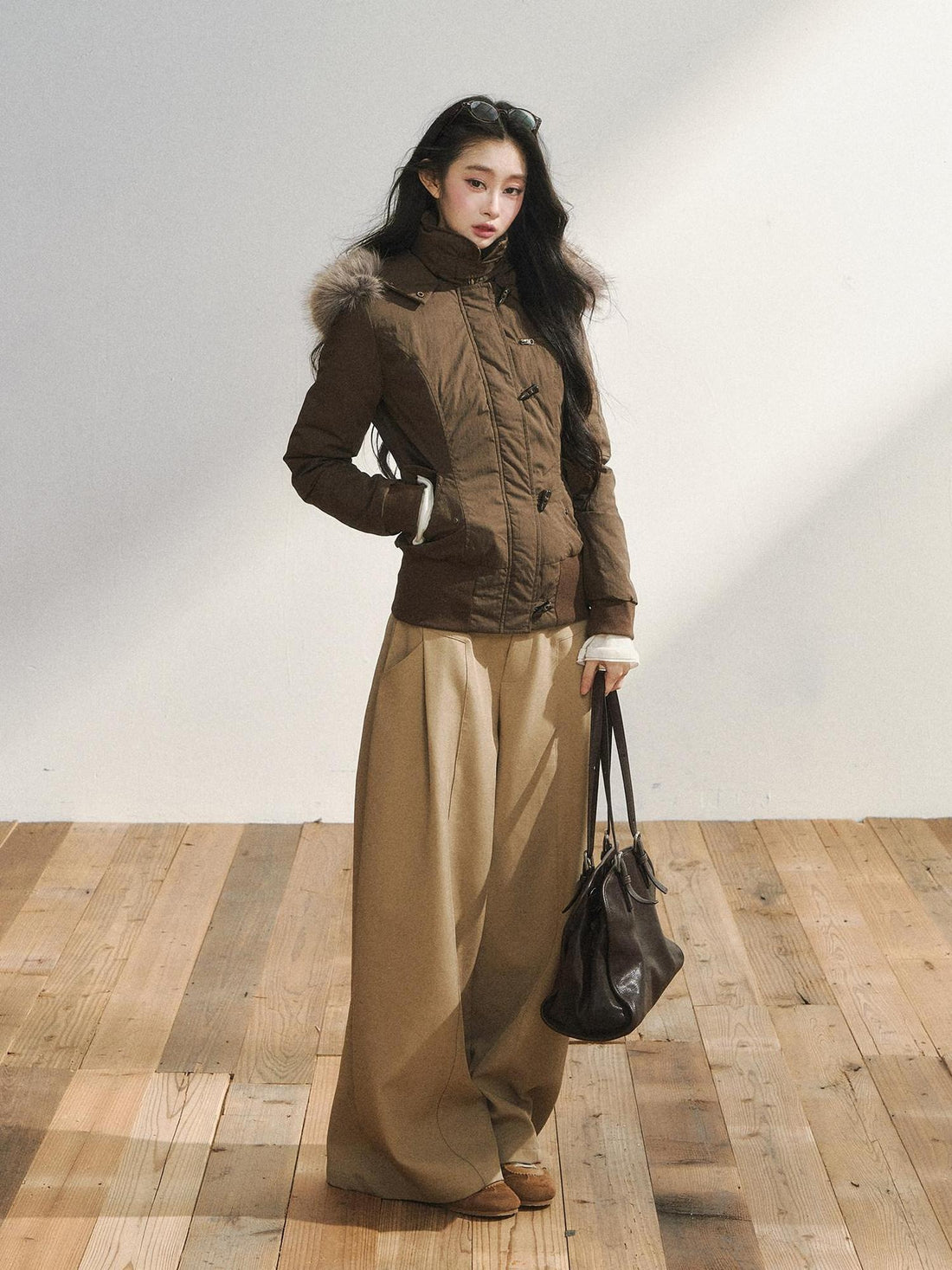 7Shiftin Low Waist Casual Straight Cut Khaki Women Everyday Versatile Wide Leg Pants