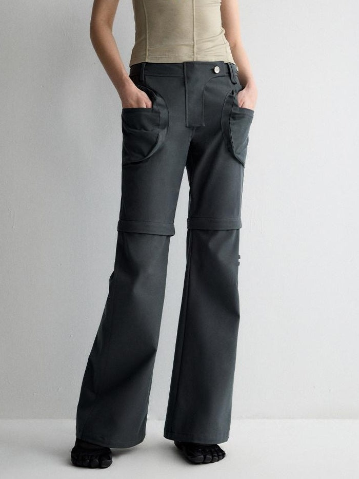 RUN TO THE FUTURE Recycled Fiber Original Micro Flare Low Waist Zip Fly Women Pocketed Chinos