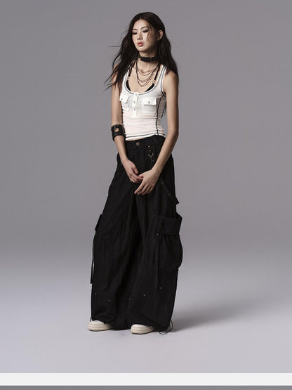 Low pixel Soft Lyocell Wool Blend Dark Gothic Slim Fit Women Classic Solid Tank Tops