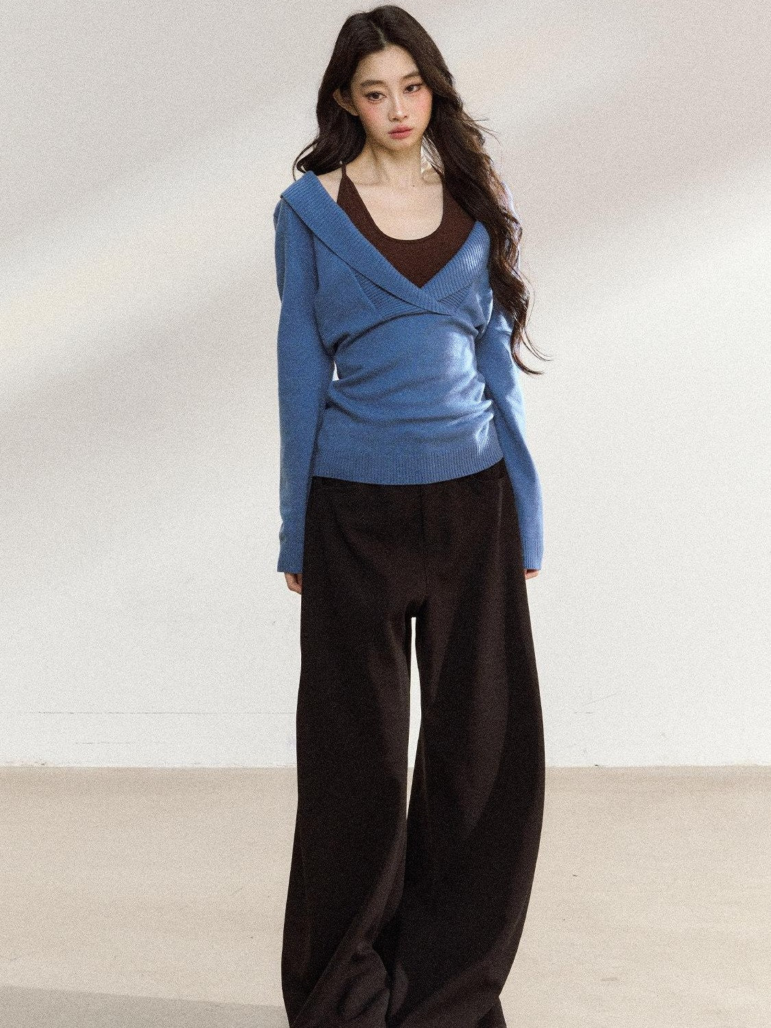 7Shiftin Soft Modal Acrylic Blend Casual V-neck Pullover Long Sleeve Women Knit Sweaters