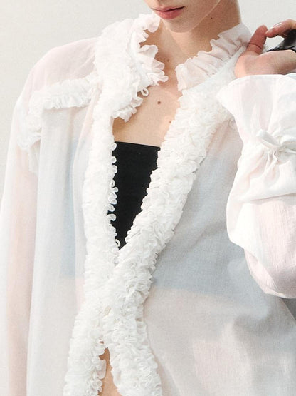AnnoMundi Mist White Pleated Drawstring Lace Women&