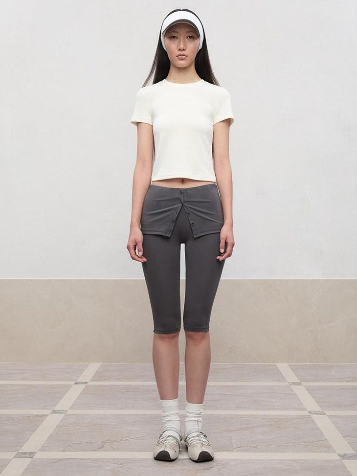 RUN TO THE FUTURE Cooling Modal Casual Slim Fit Crew Neck Short Sleeve Women Crop Tops