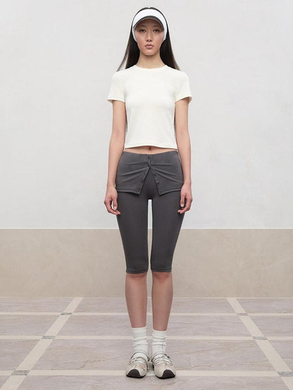 RUN TO THE FUTURE Cooling Modal Casual Slim Fit Crew Neck Short Sleeve Women Crop Tops
