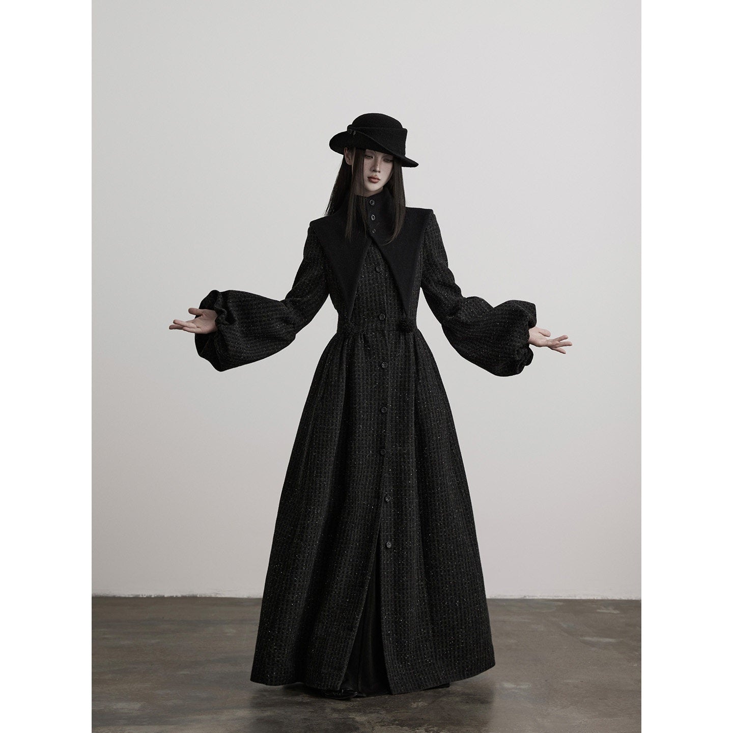 INDULGE Slim Casual Tailored Viscose Wool Blend Plaid High Waist Women Daily Long Coats