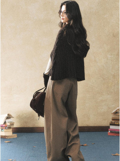 7Shiftin Cozy Button Cardigan Casual Relaxed Women Oatmeal Deep Brown Sweaters