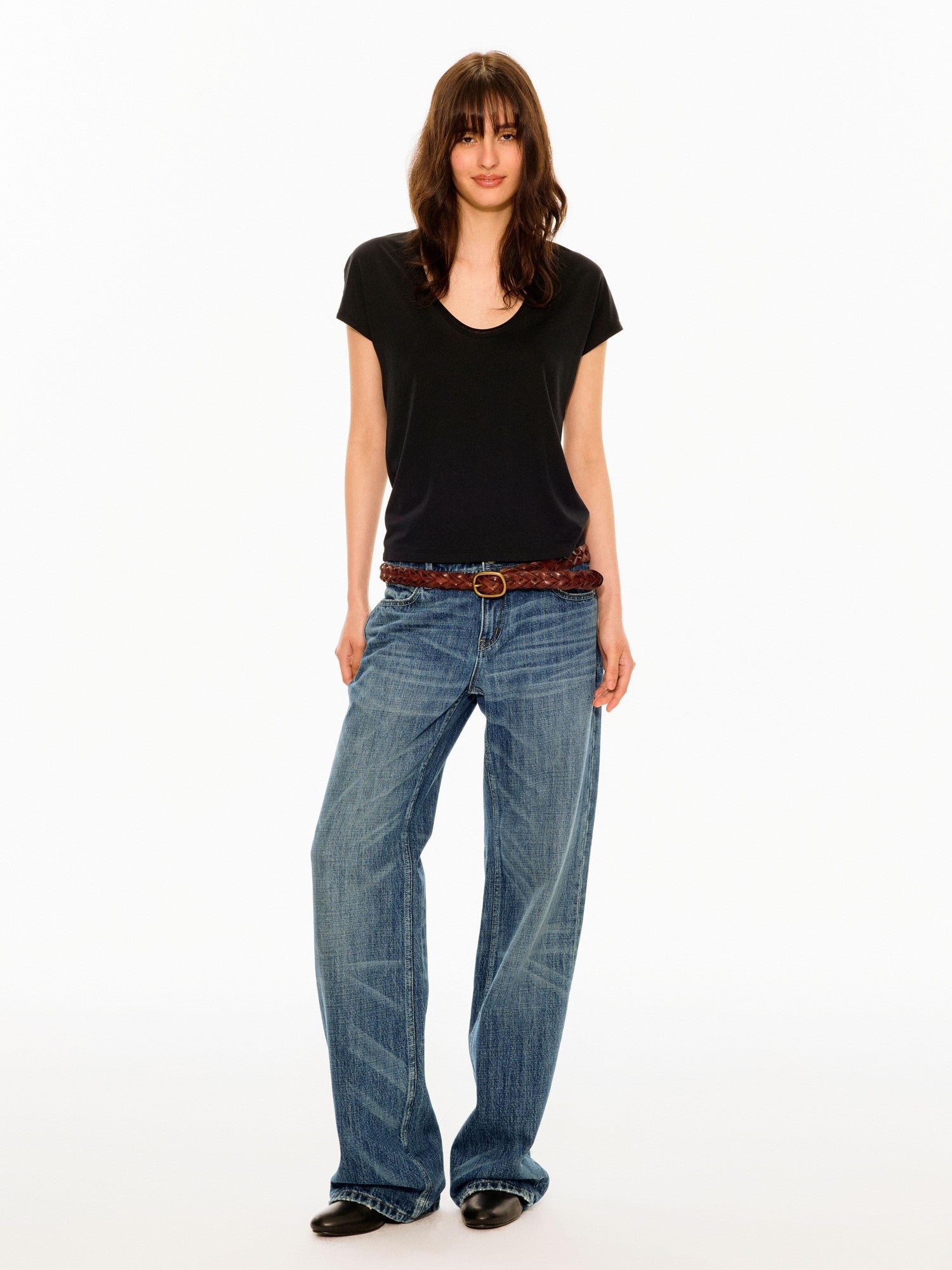 Northbutsouth Multicolor Rolled Hem U Neck Loose Women&