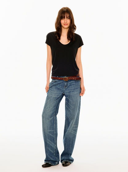 Northbutsouth Multicolor Rolled Hem U Neck Loose Women&