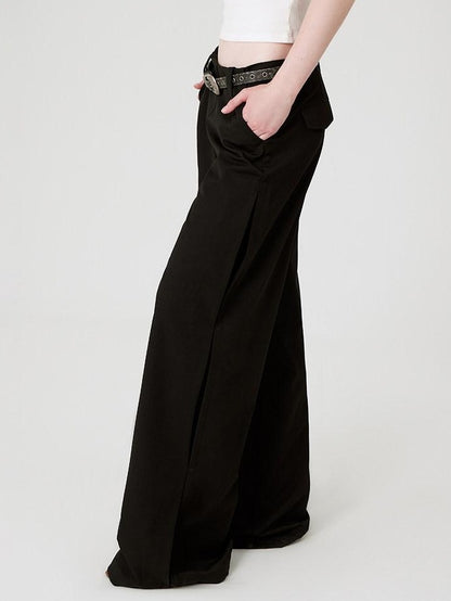 RUN TO THE FUTURE Original Pocketed Low Rise Zip Fly Stretch Black Women Straight Pants
