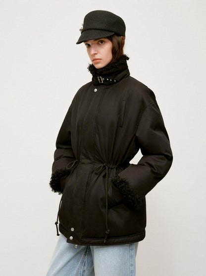RUN TO THE FUTURE Classic Black Cotton Commuter Loose Fit Stand Collar Zipper Outerwear Parkas