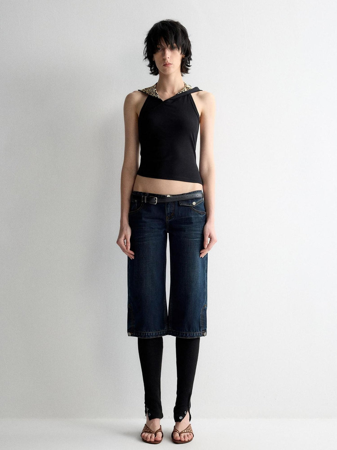 RUN TO THE FUTURE Durable Vintage Deep Blue Casual Low Rise Straight Fit Zipper Denim Shorts