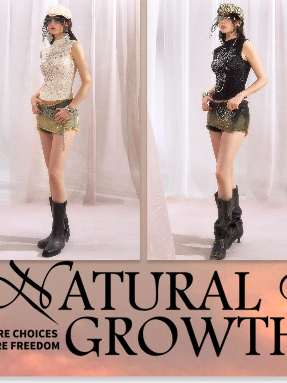OfAkiva Vintage Rhinestone Floral High Neck Cropped Slim H Shape Women&