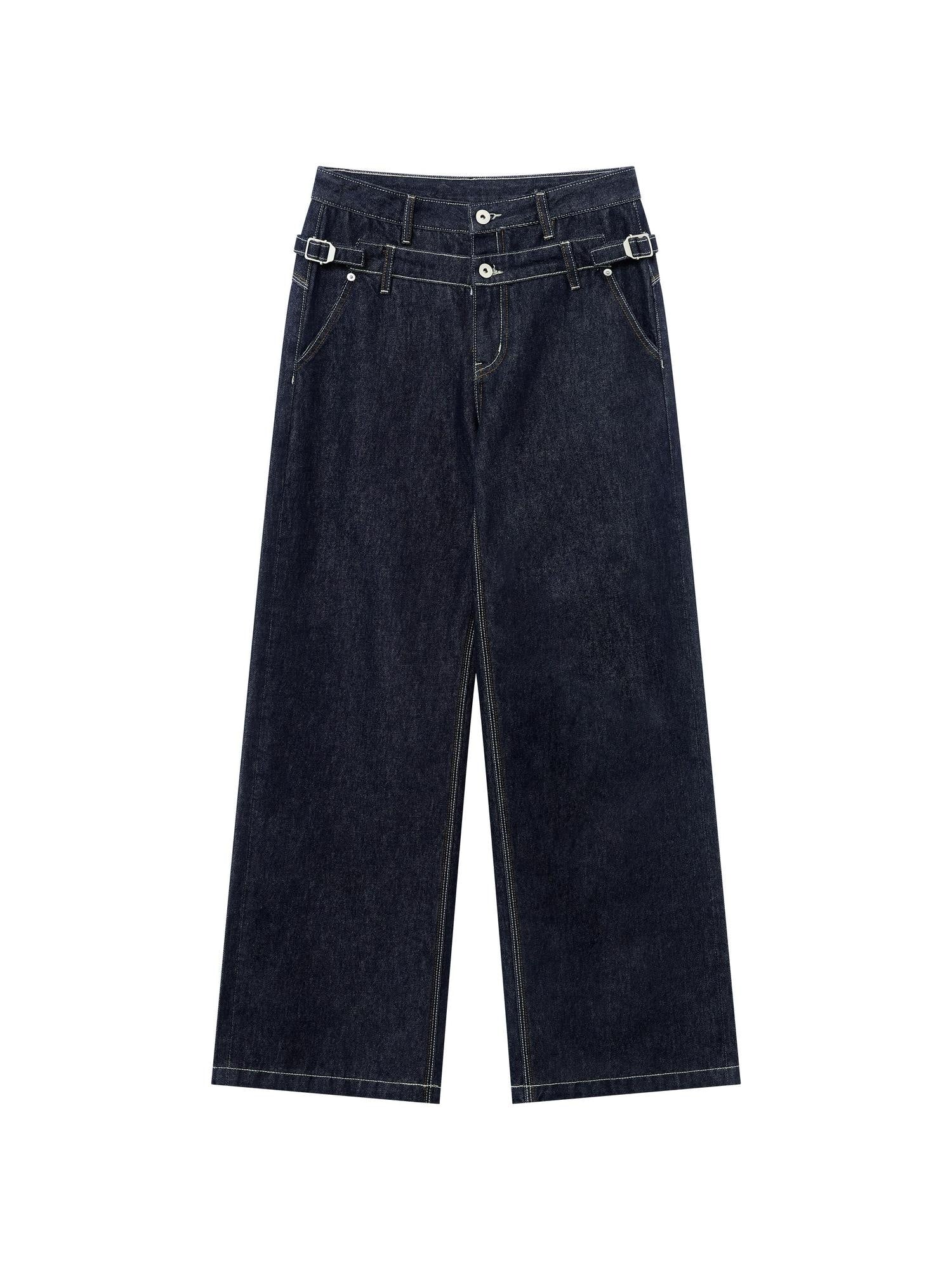 RUN TO THE FUTURE Washed Casual Loose Fit Natural Waist Womens Denim No Stretch Straight Jeans