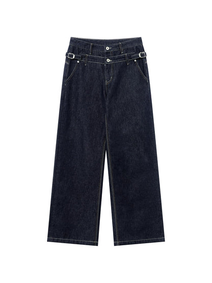 RUN TO THE FUTURE Washed Casual Loose Fit Natural Waist Womens Denim No Stretch Straight Jeans