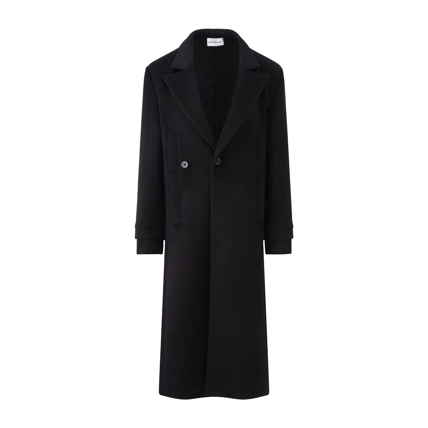 RUN TO THE FUTURE Lambswool Blend Patchwork Relaxed Fit Vintage Commuter Double Breasted Overcoats