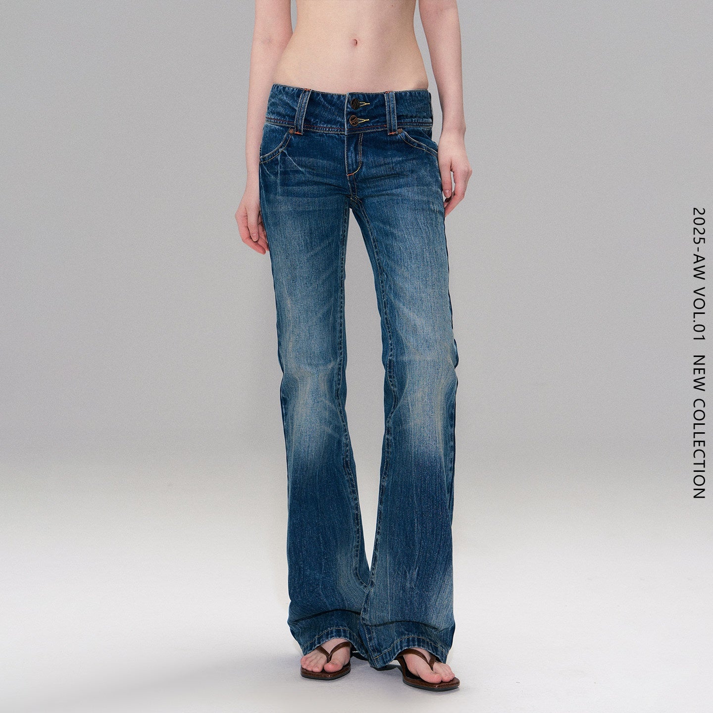 The NeverMore Slight Stretch Low Rise Slim Cotton Casual Women Deep Blue Straight Leg Jeans