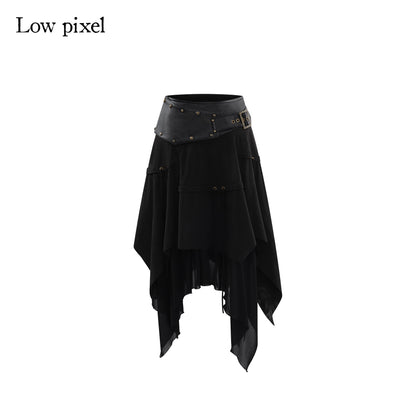 Low_pixel_Sexy_Low_Waist_Asymmetrical_A_Line_Zipper_Black_Woven_Polyester_Midi_Skirts_MISSTT