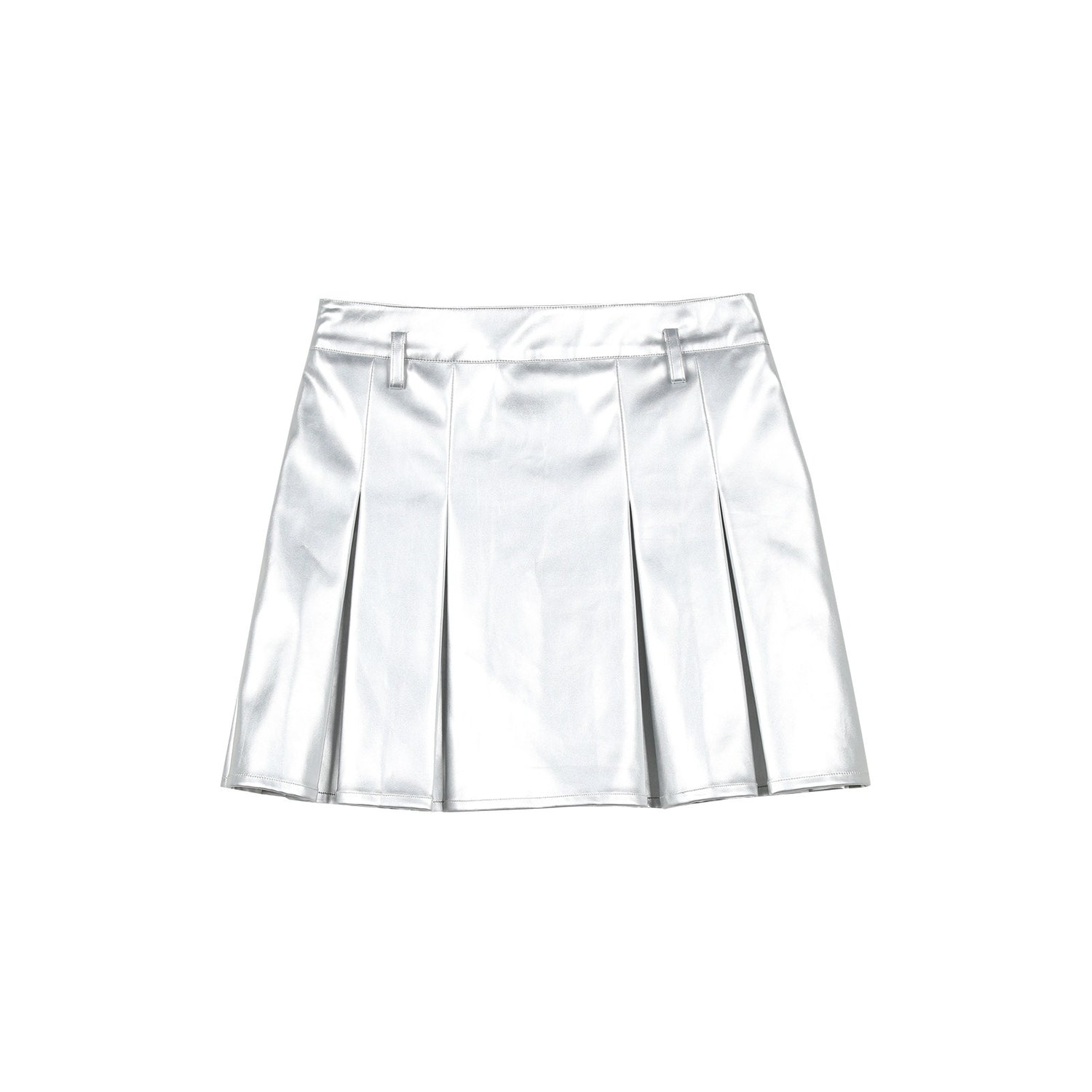 7Shiftin High Waist Pleated A Line Slim Fit Office Women Silver Mini Skirts